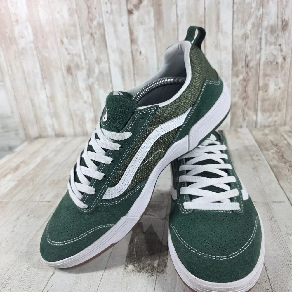 Vans Wayvee Skate Shoes Mens 11.5 Dark Green Olive Suede Mesh‎ Low Top Sneaker